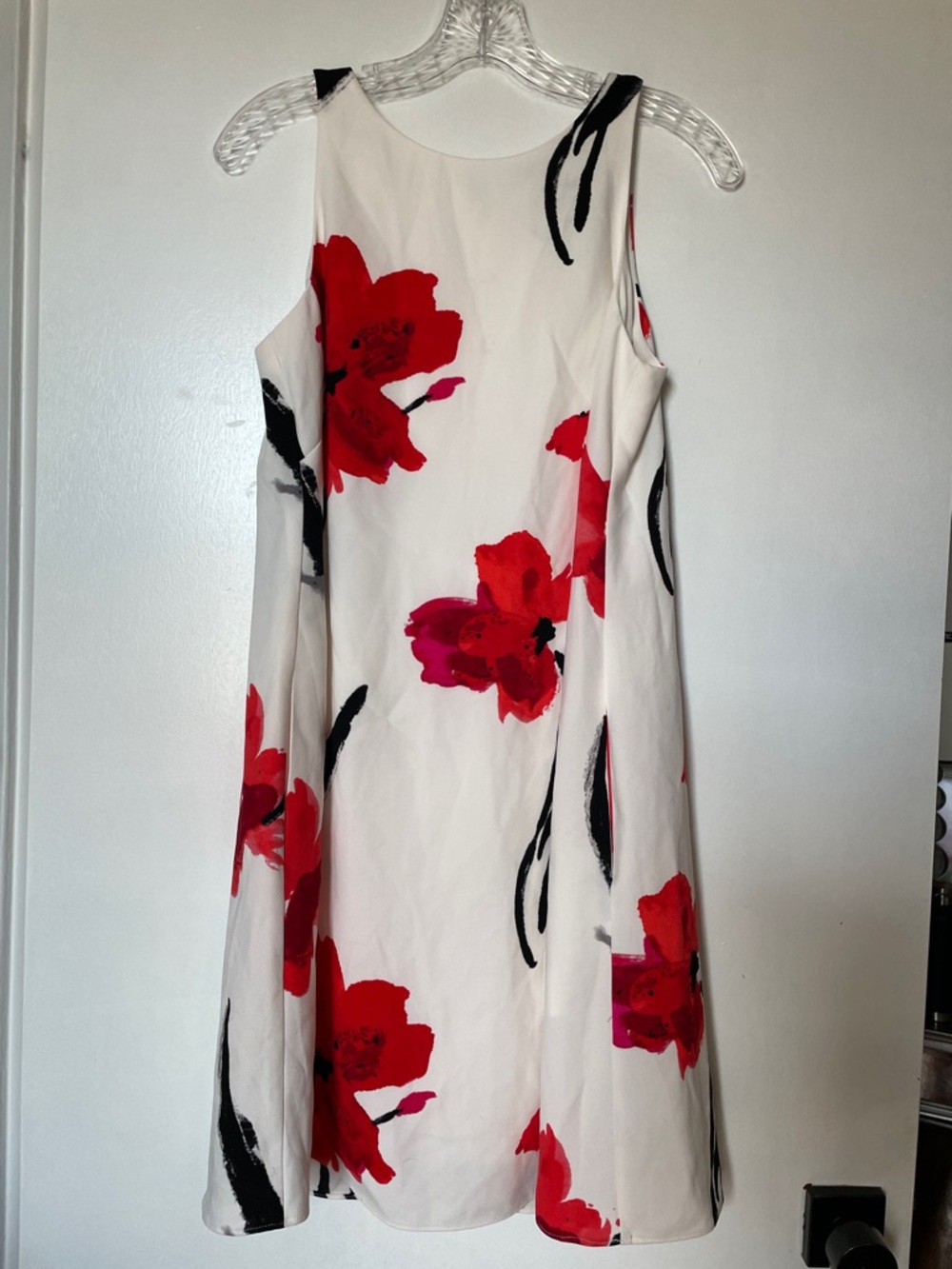 Lauren Ralph Lauren White Midi Dress with Red Floral Print
